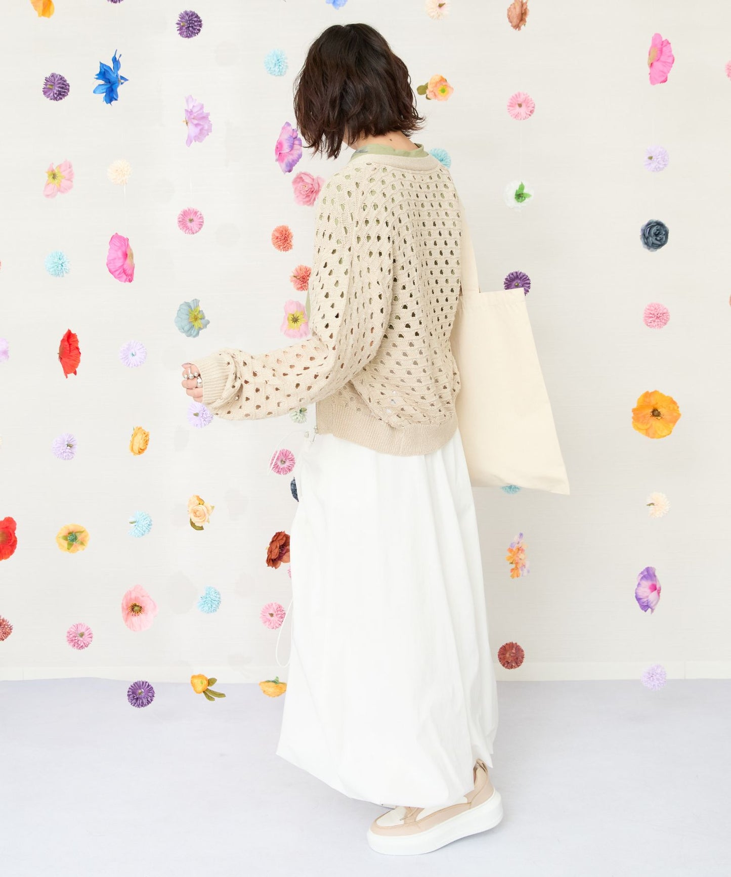 【FONT LAB】透かし編みラメニットブルゾン