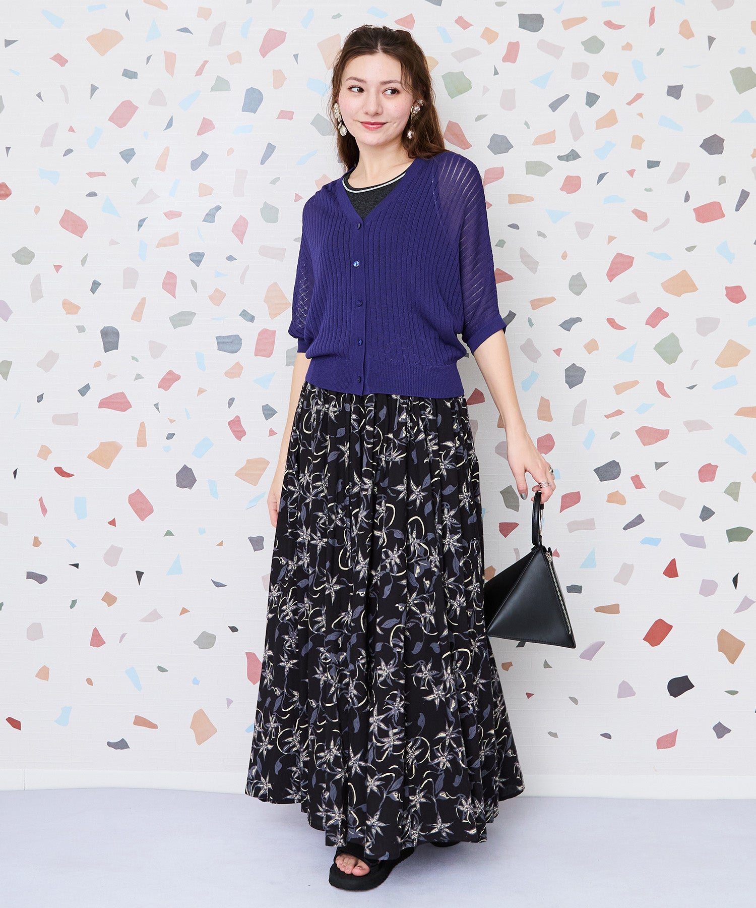 【INDUS luxury for JETSET SOLO PLUS】リーフプリントフレアスカート