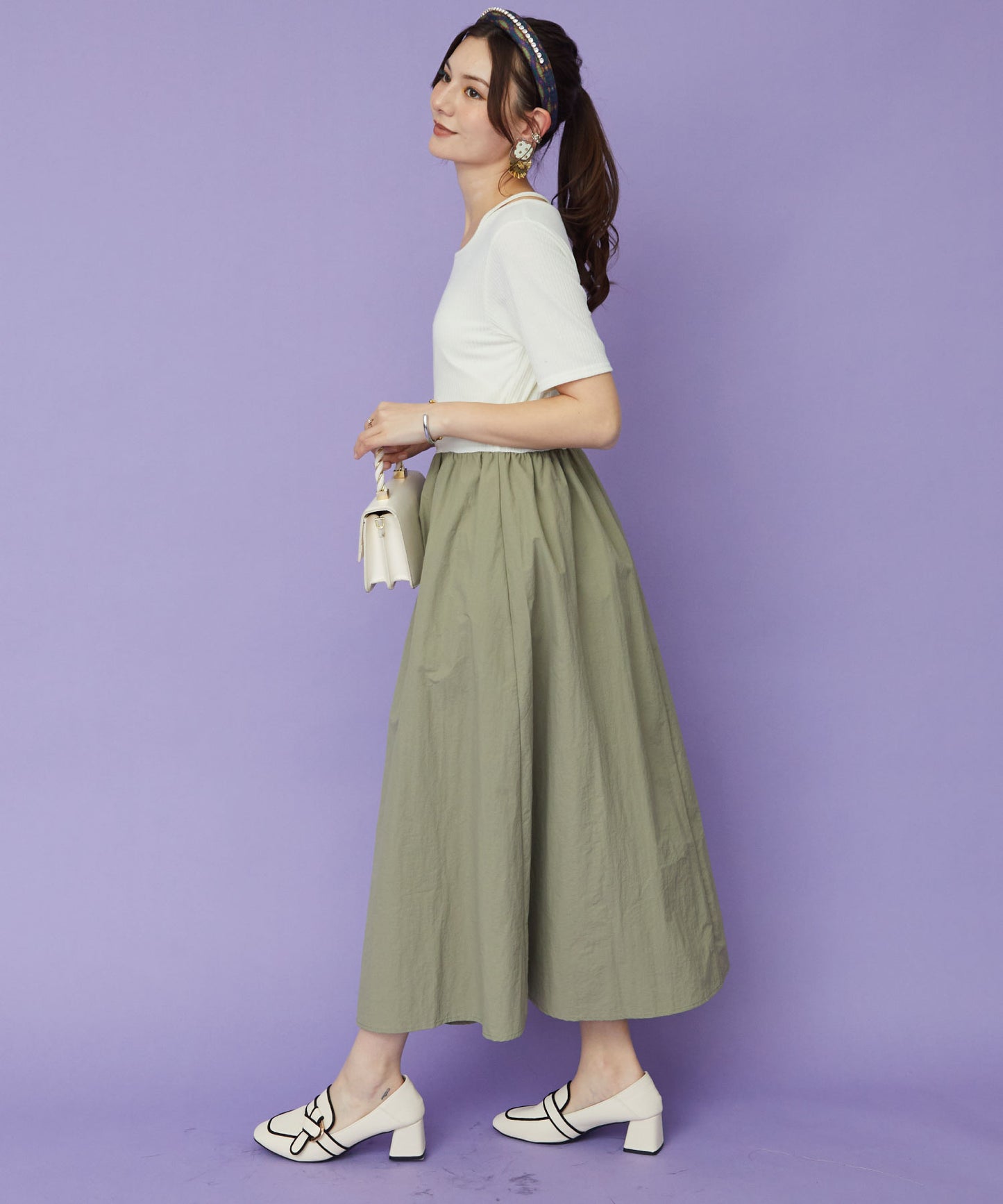 【JETSET SOLO PLUS】異素材コンビフィット&フレアワンピース