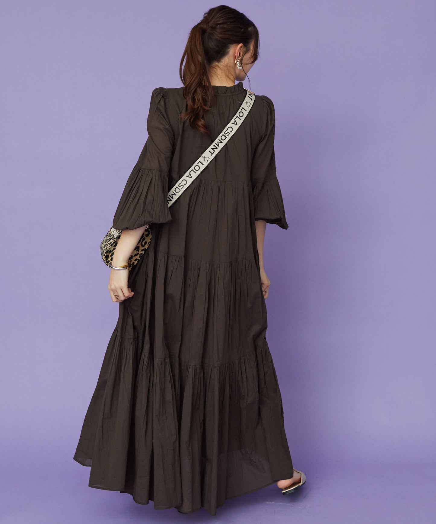 【INDUS luxury for JETSET SOLO PLUS】長袖ティアードボイルワンピース