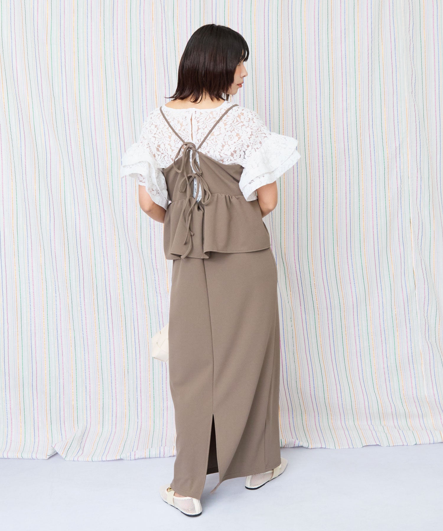 【FONT LAB】カットジョーゼットペプラムキャミワンピース