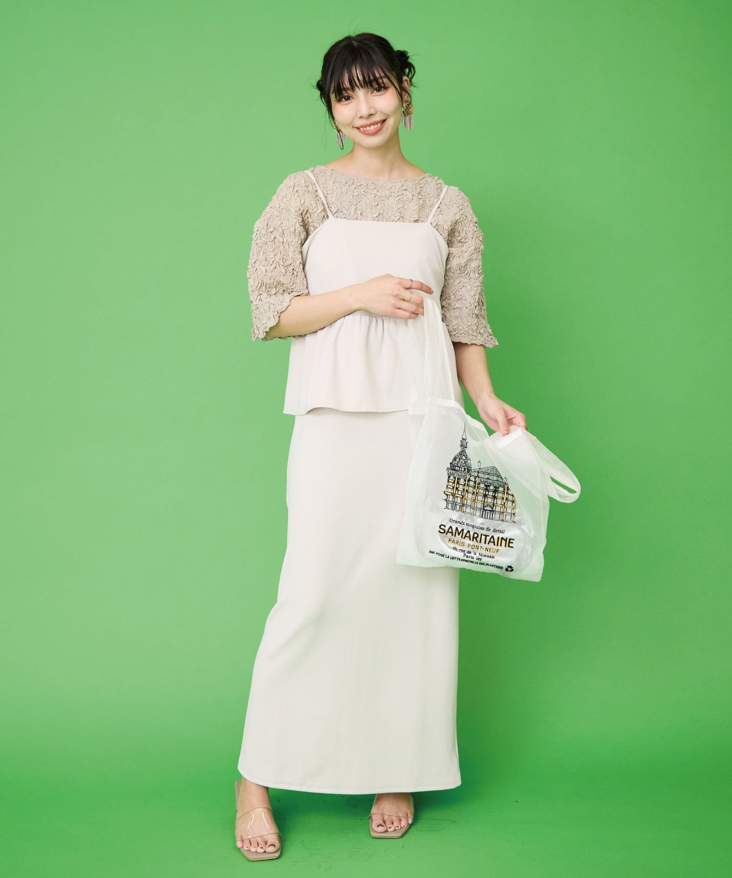 【FONT LAB】カットジョーゼットペプラムキャミワンピース