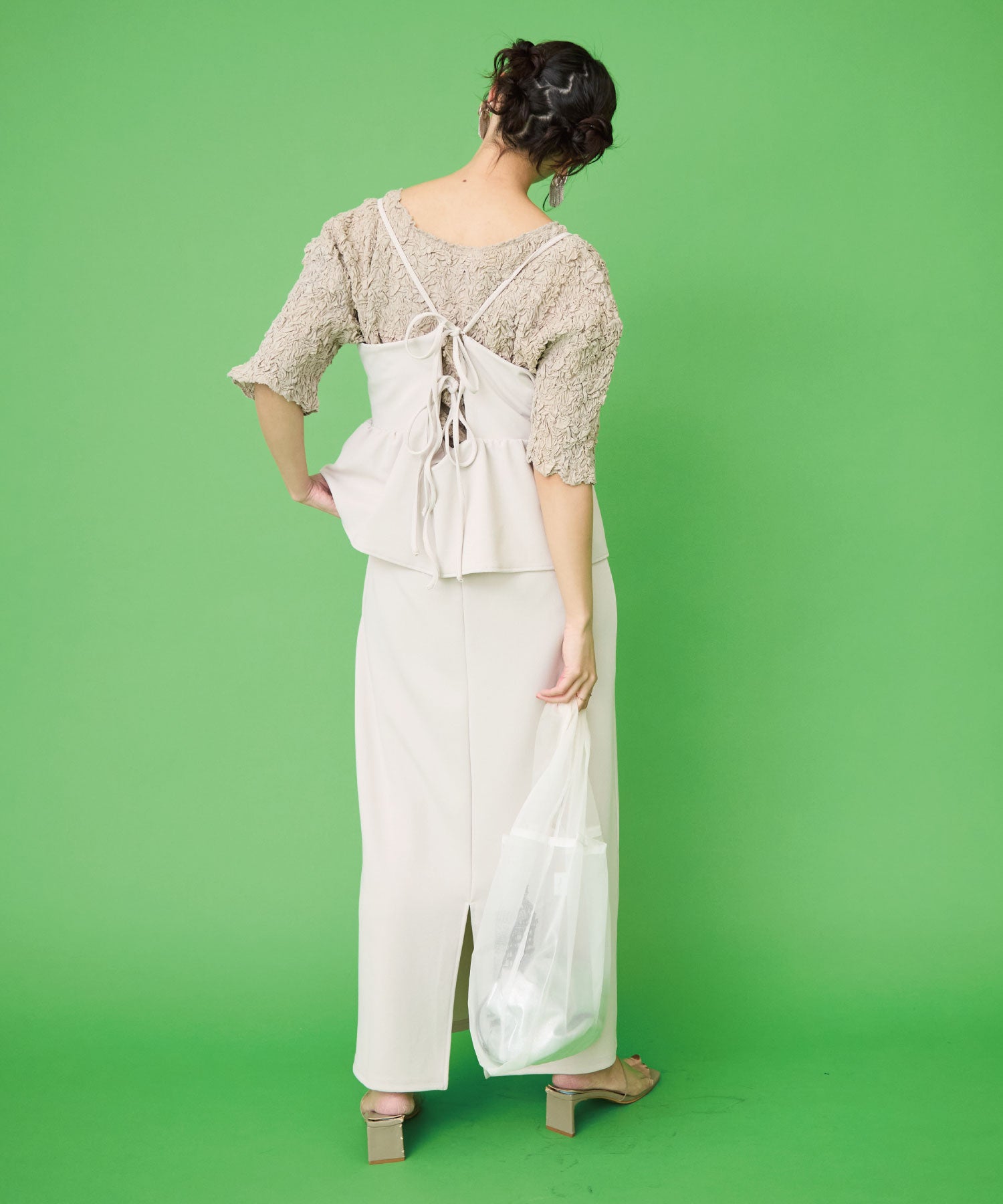 【FONT LAB】カットジョーゼットペプラムキャミワンピース