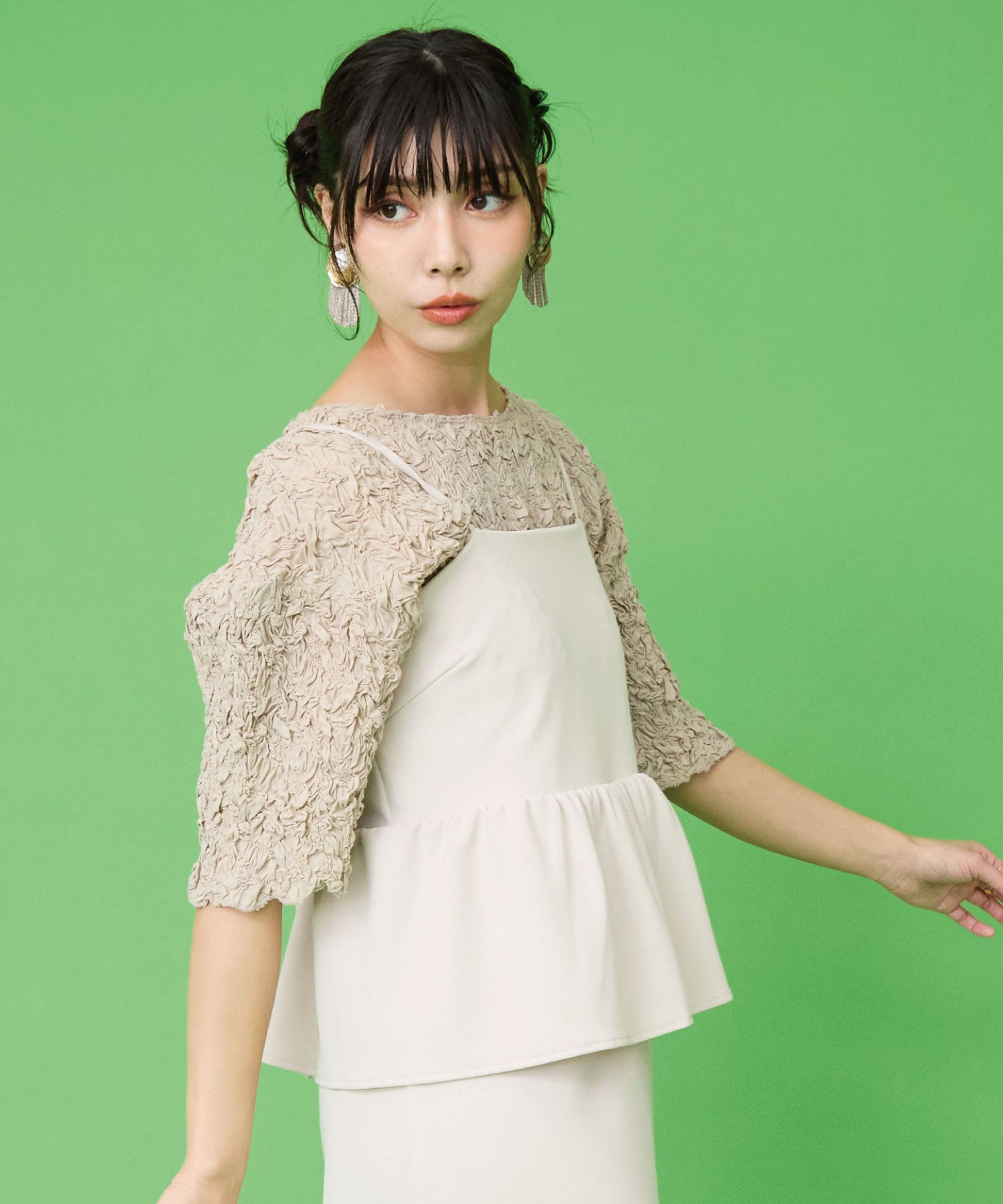 【FONT LAB】カットジョーゼットペプラムキャミワンピース