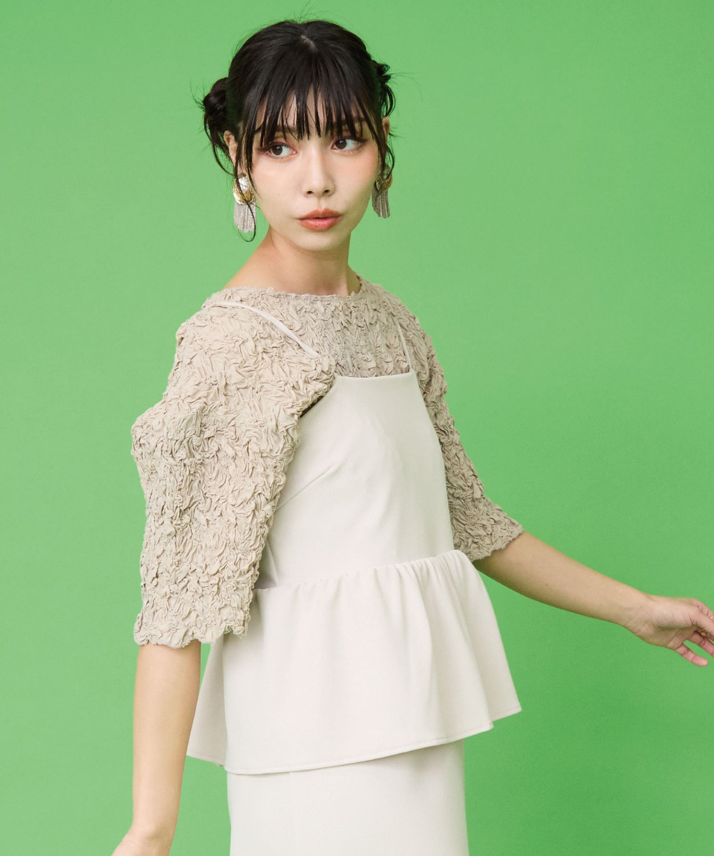 【FONT LAB】カットジョーゼットペプラムキャミワンピース