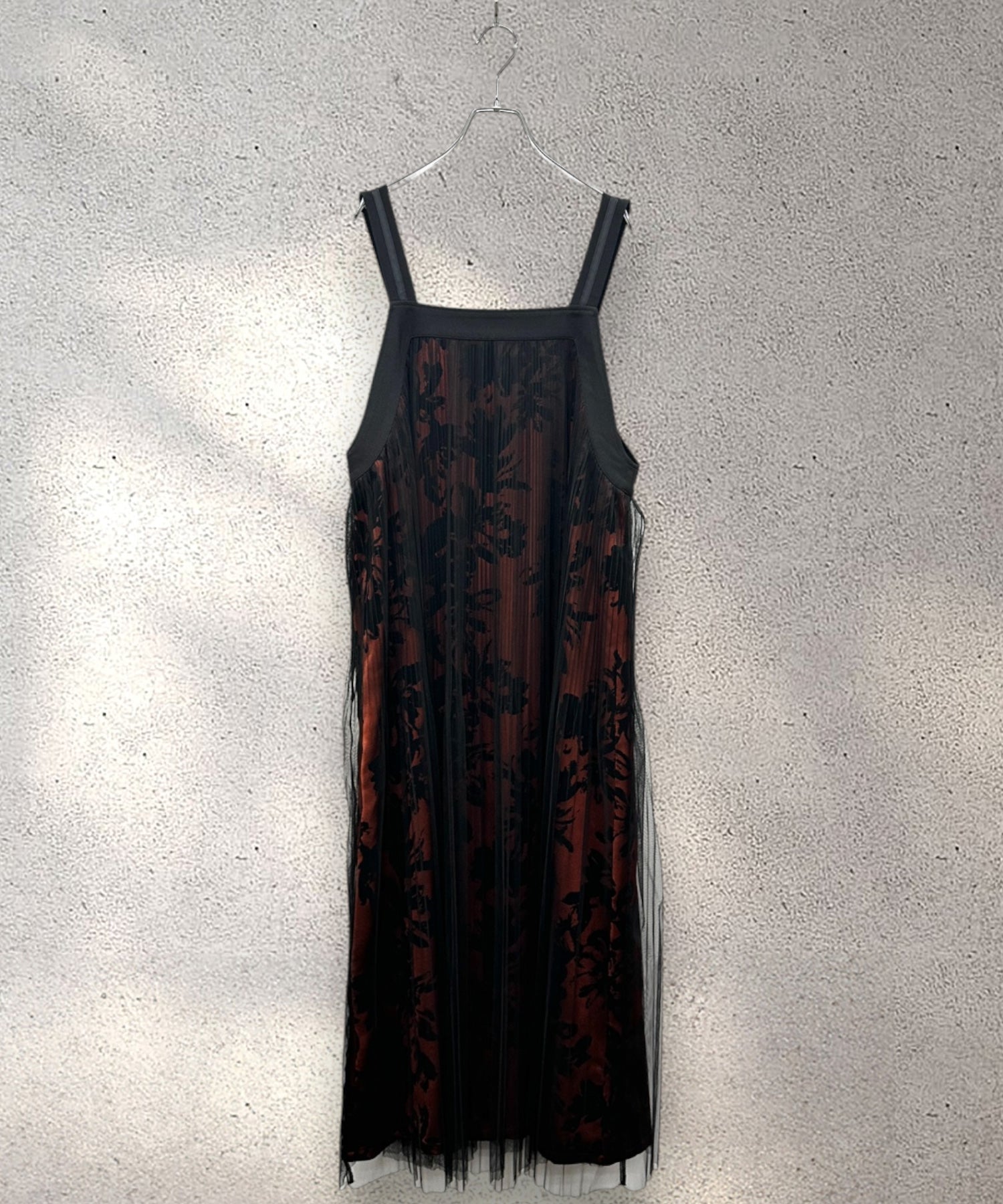 【FONT LAB】フロッキープリント×チュールコンビワンピース