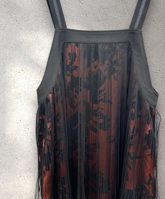 【FONT LAB】フロッキープリント×チュールコンビワンピース