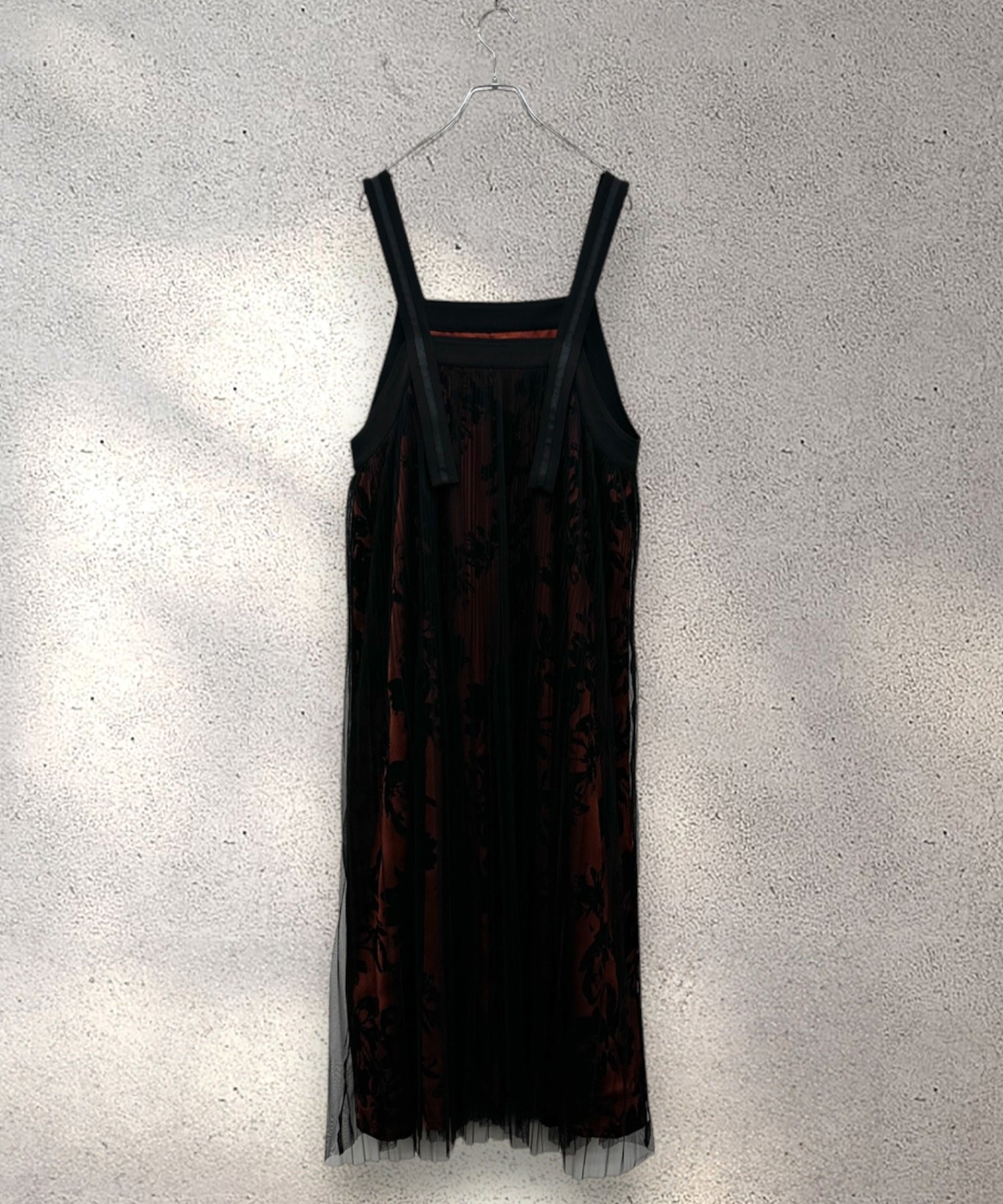 【FONT LAB】フロッキープリント×チュールコンビワンピース