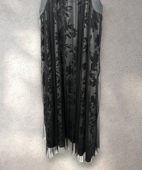 【FONT LAB】フロッキープリント×チュールコンビワンピース