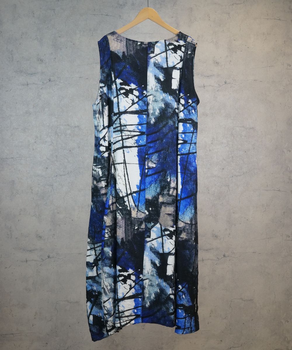 K COLLECTION アブストラクトプリントノースリーブワンピース