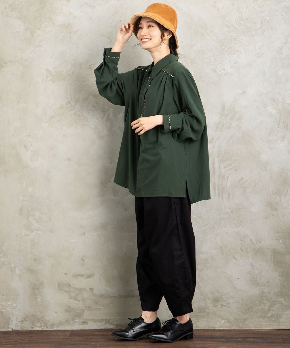 【web限定】【大きいサイズ】 21号(6L~) MAT FASHION ヒョウ柄パイピングコードシャツ - マインドウインド公式オンラインストア