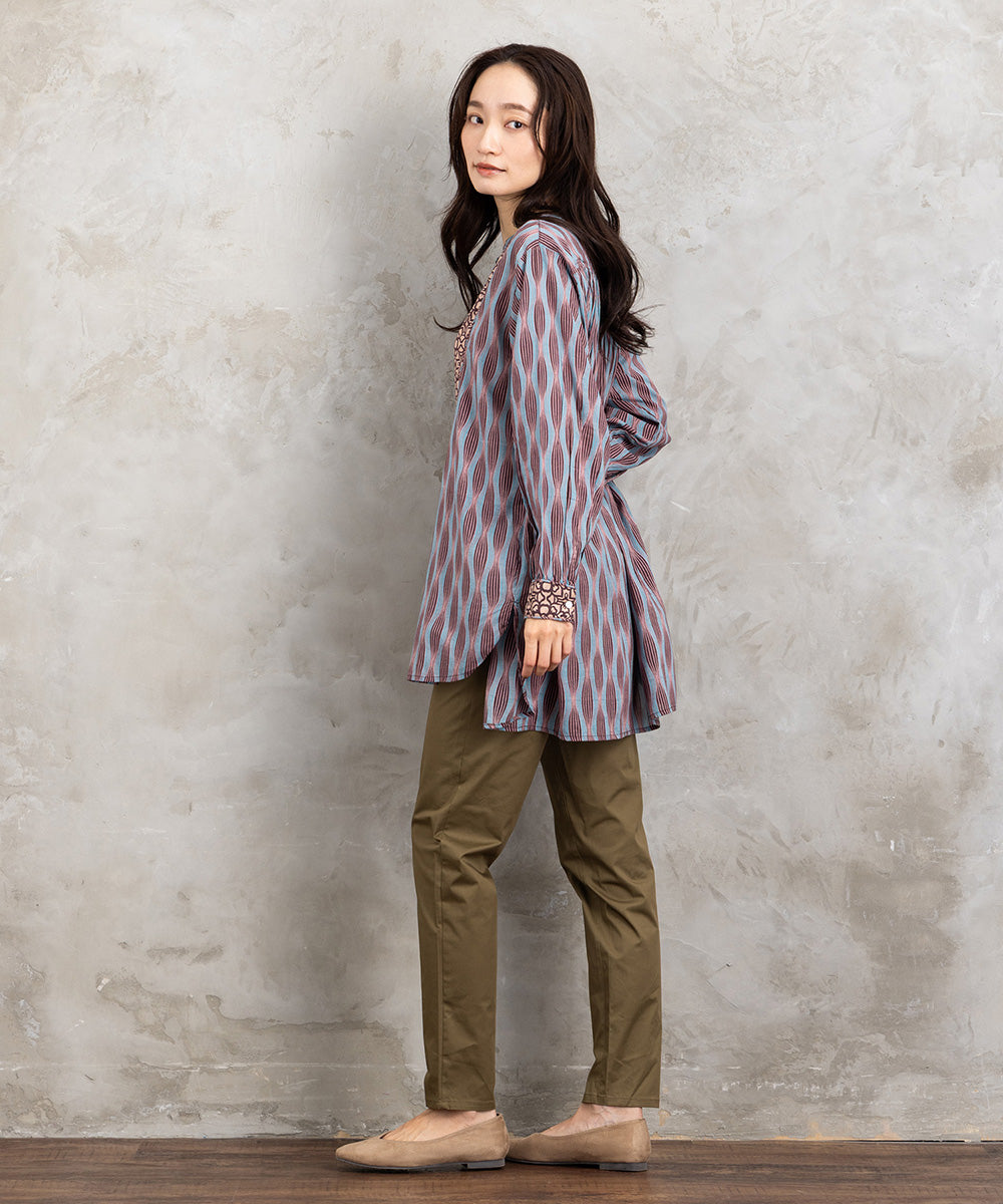 INDESIGN MIXプリントバンドカラーブラウス