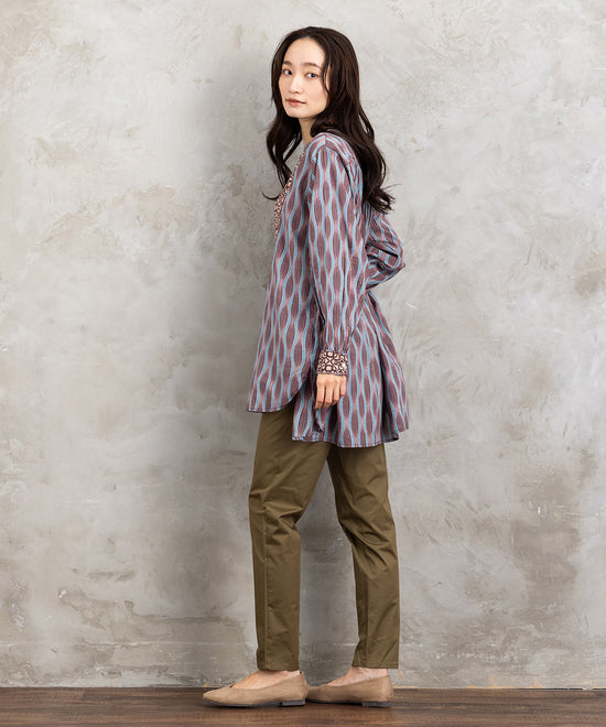 INDESIGN MIXプリントバンドカラーブラウス