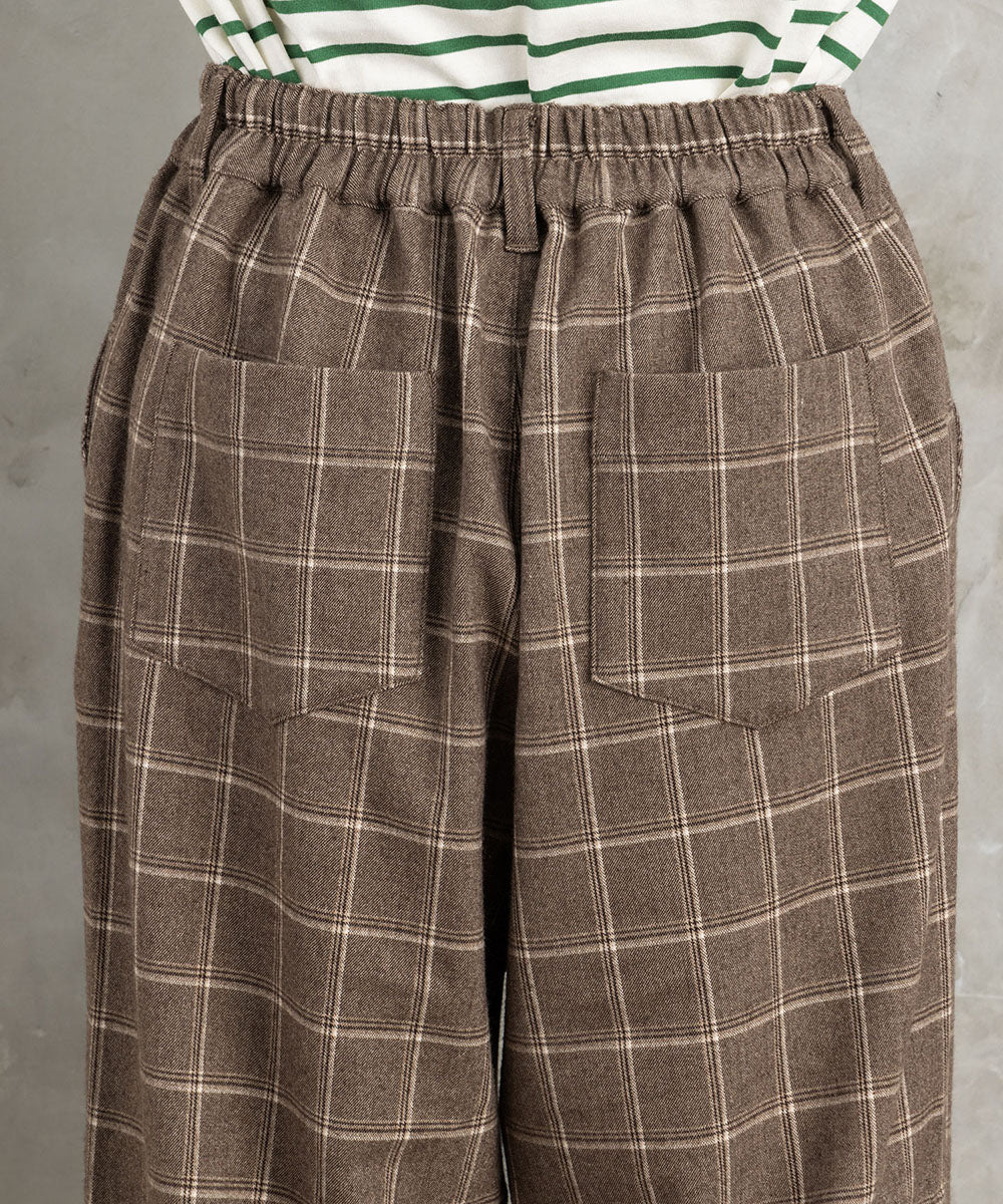 起毛チェックセミワイドパンツ