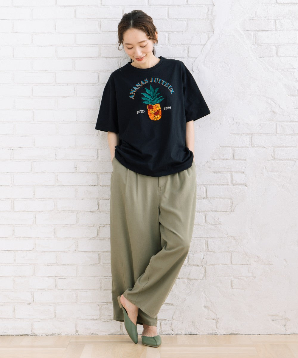 LIYOCA コットンリヨセルチノタックパンツ