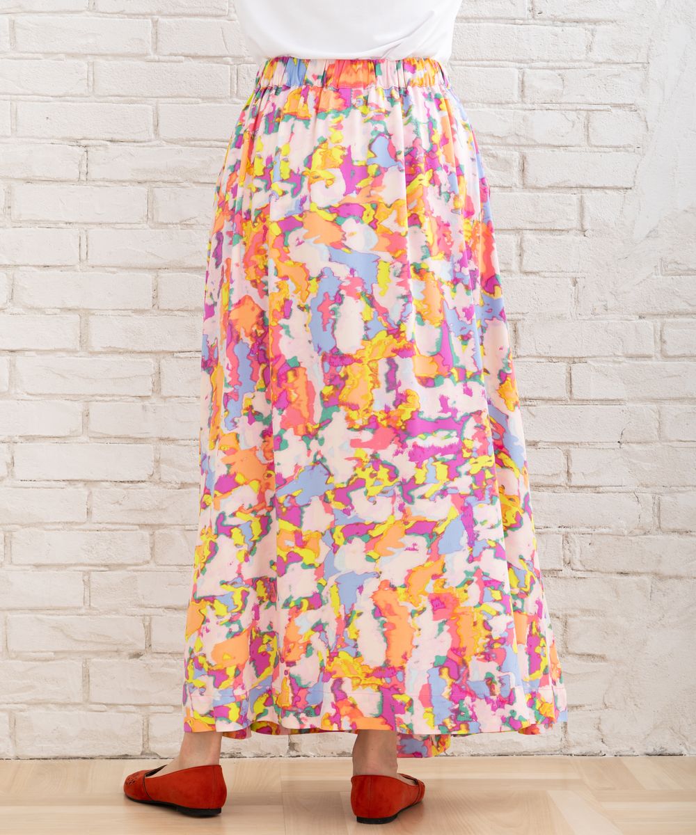 【大きいサイズ】 9号・15号(M・3L) NUMPH カラフルパレットプリントスカート