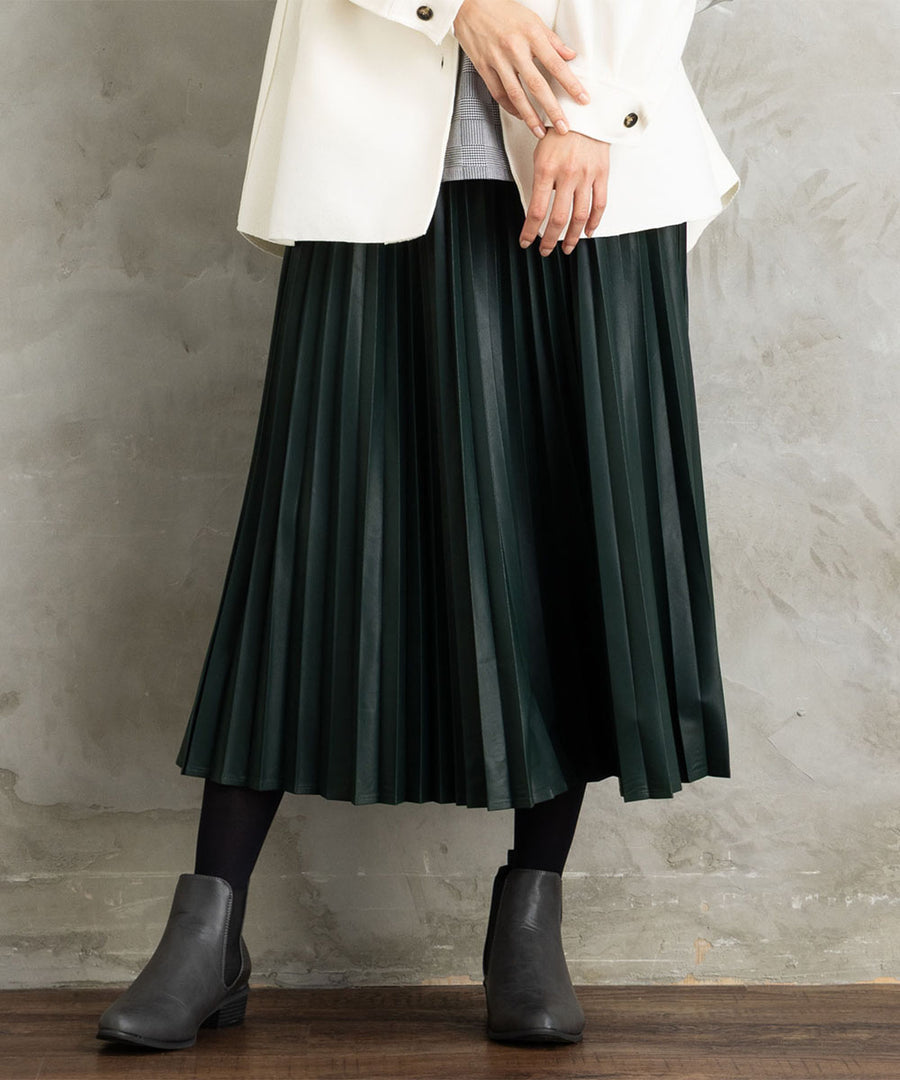 レザーライクプリーツスカート