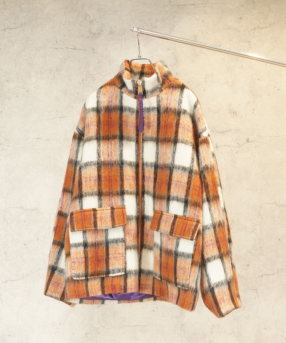 NUMPH シャギーチェックスタンドカラーブルゾン