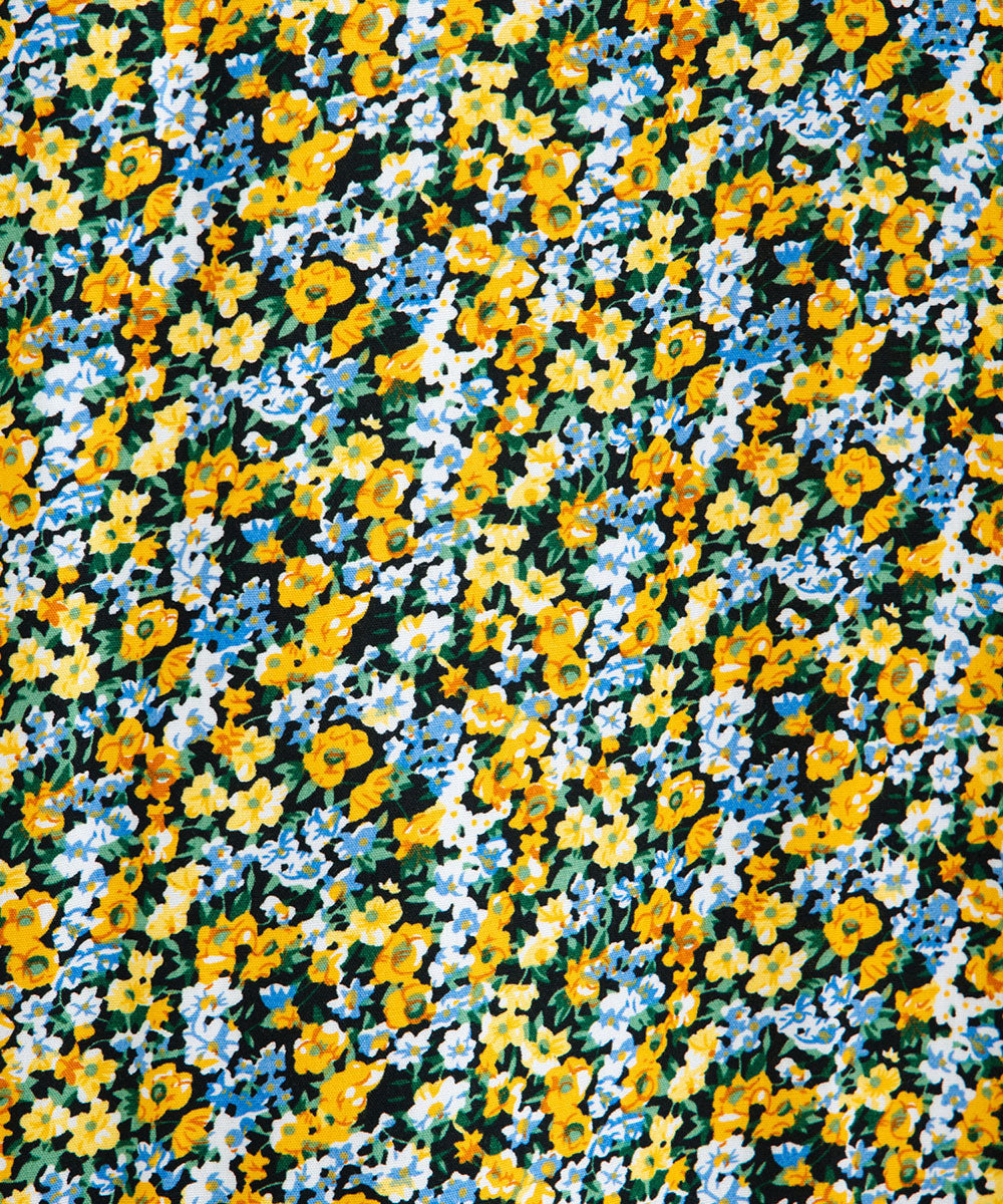 フリルカラーフラワープリントワンピース