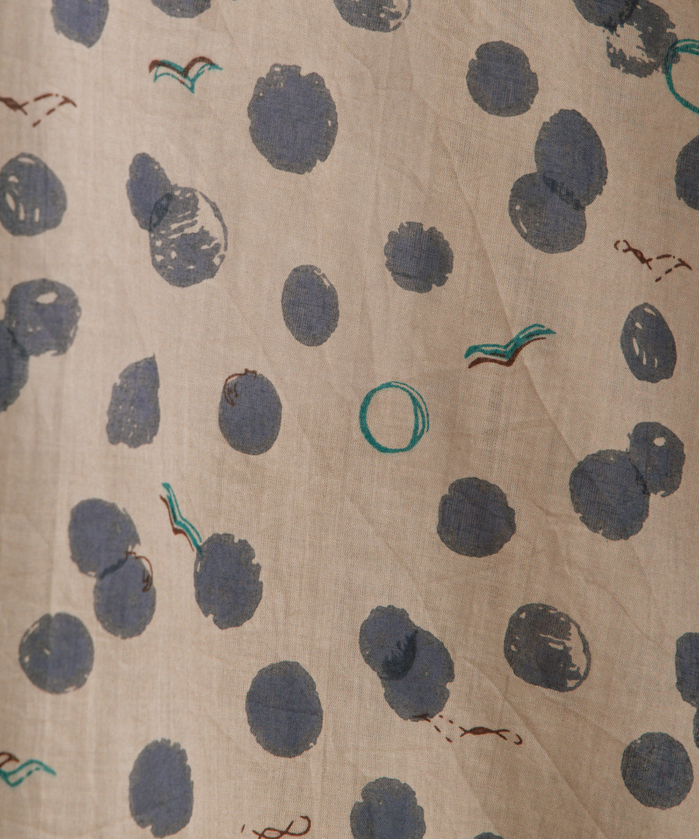 カモメ×水彩ドットプリントチュニック