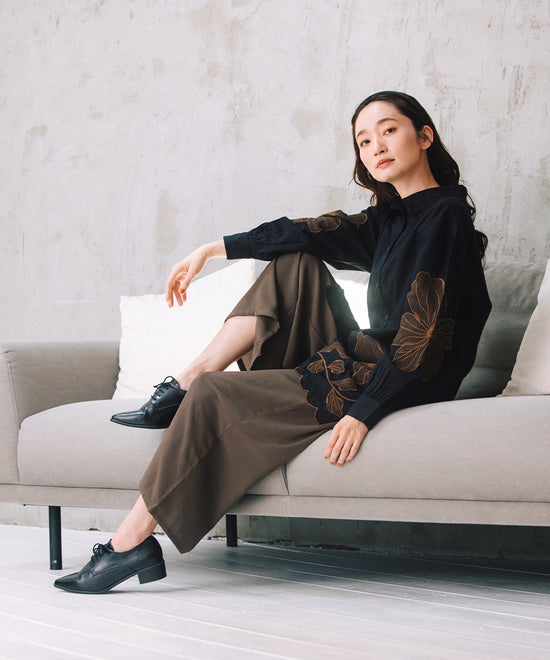 INDESIGN フラワーエンブロイダリーシャツチュニック