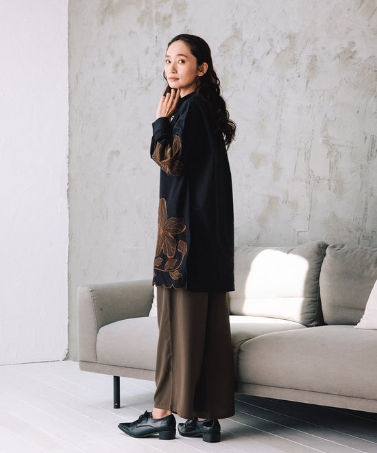 INDESIGN フラワーエンブロイダリーシャツチュニック