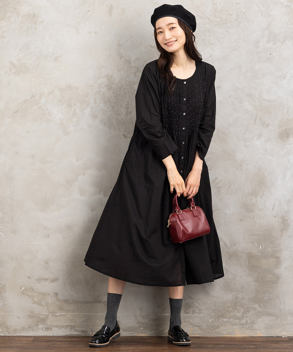 INDESIGN ビーズラインピンタックワンピース