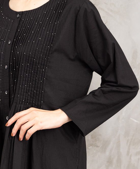 INDESIGN ビーズラインピンタックワンピース