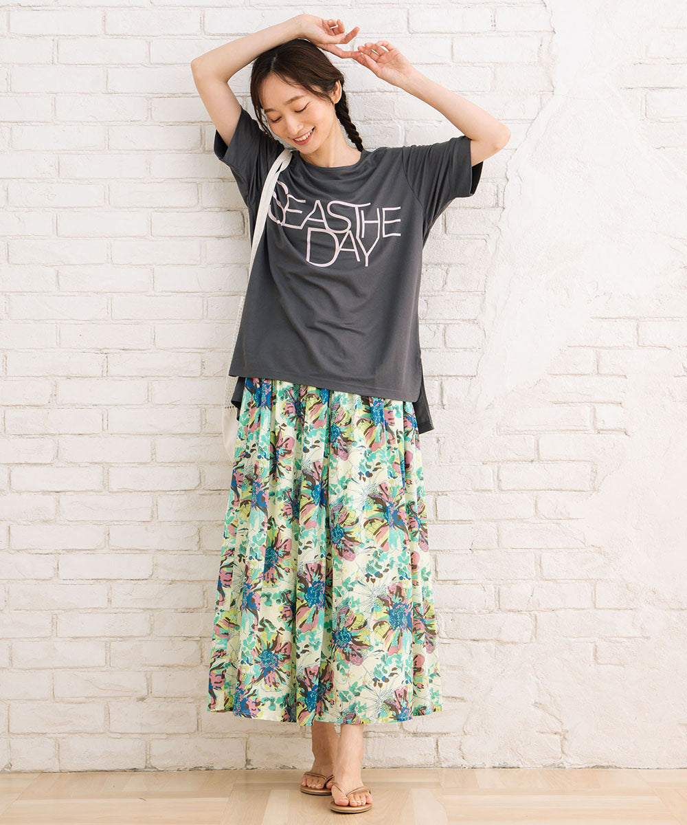 INDESIGN 水彩フラワープリントスカート