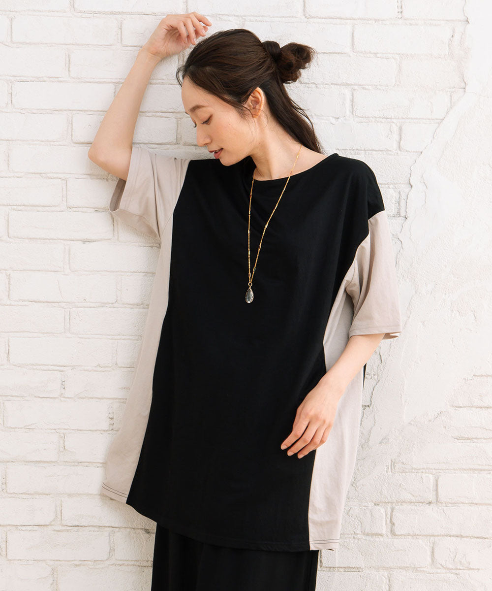大きいサイズ レディース チュニック バイカラー 接触冷感|sabstreet my standard(サブストリートマイスタンダード)
