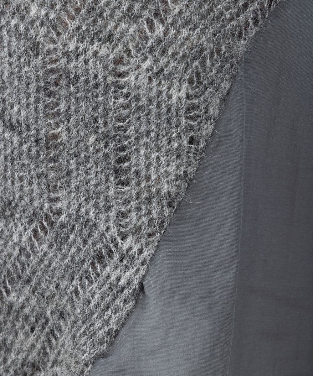 FONTLAB 布帛ドッキング透かし編みカーディガン