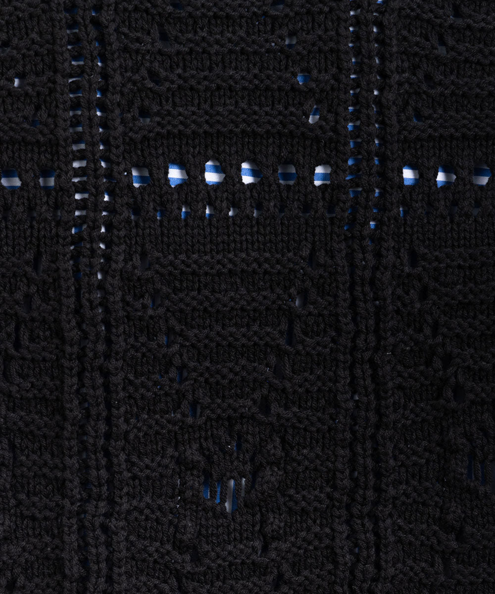 レース柄透かし編みベスト