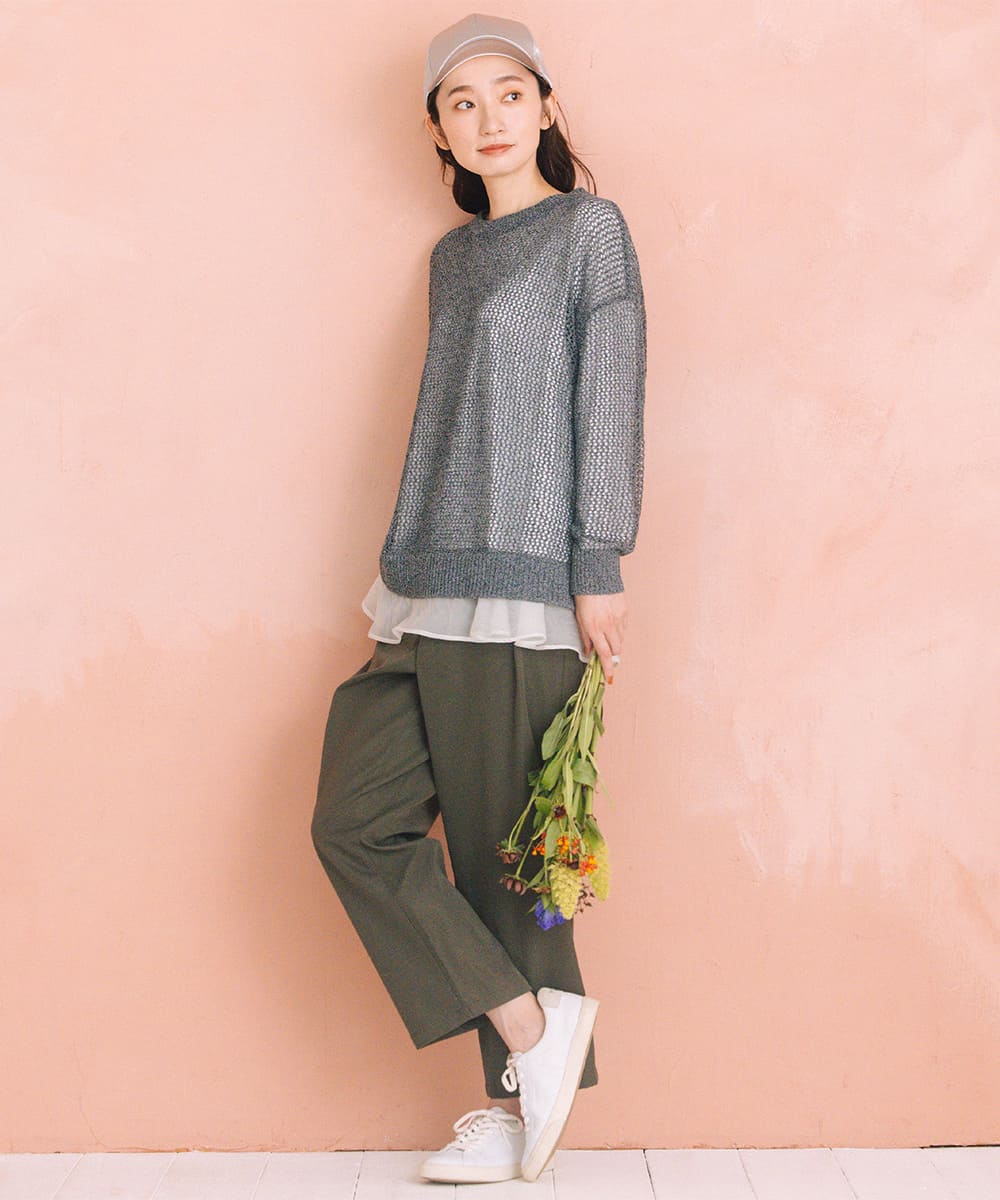 FONTLAB メッシュニット×シフォンヘムインナーアンサンブル