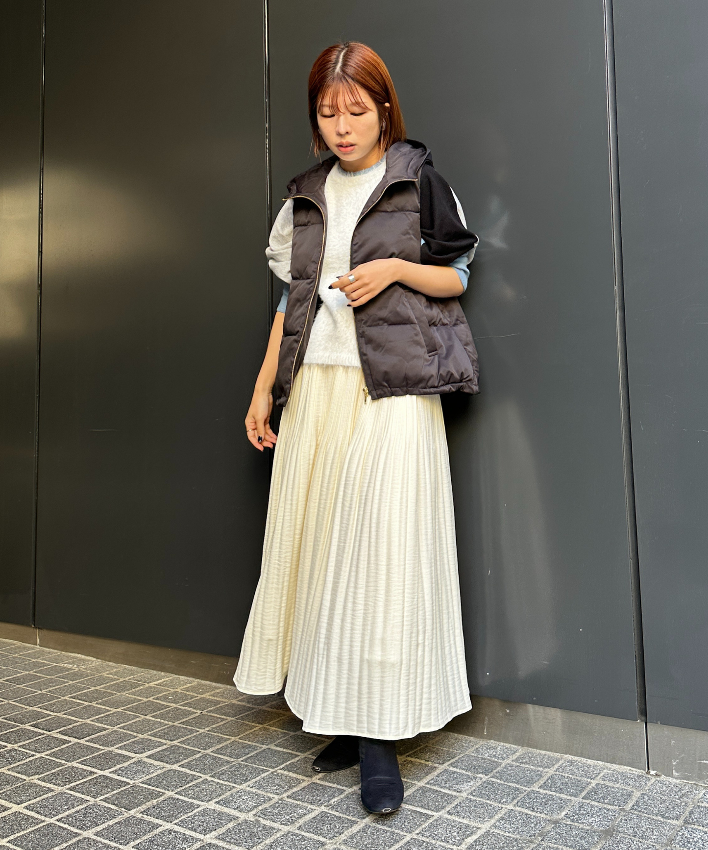 【FONT LAB】シャギーコンビカラーブロックニット