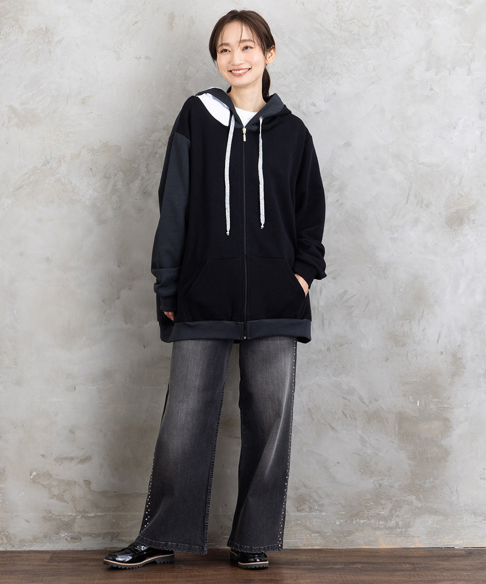 60-2622 SOPHIA CURVY 【リミサロ】カラーブロックジップパーカー