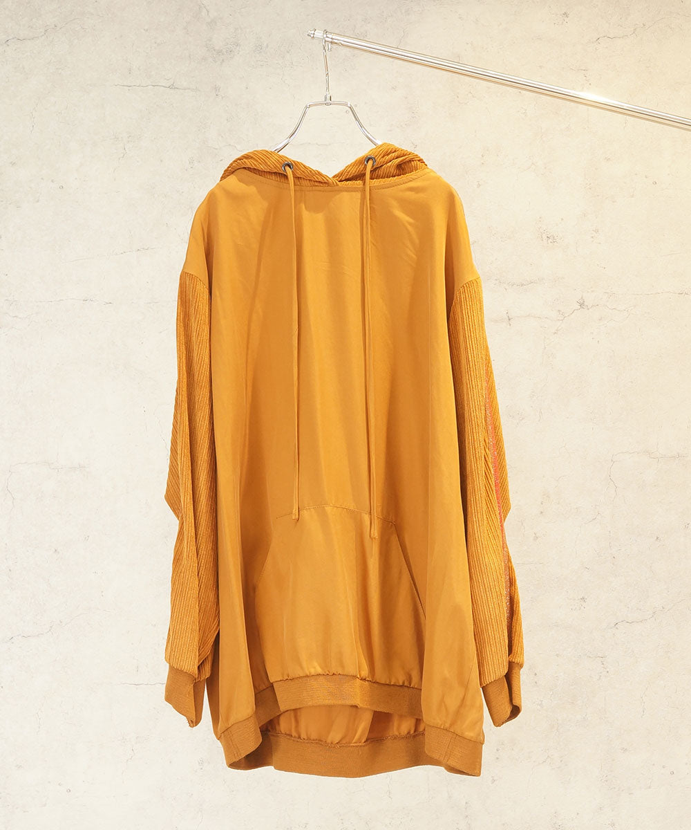 21号(6L~) MAT FASHION コーデュロイ切替配色ラインパーカー