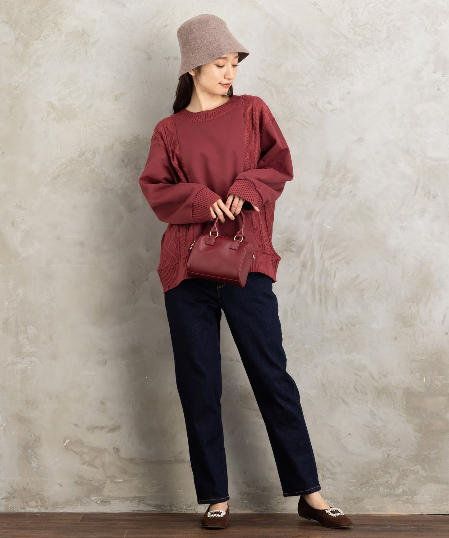 FONTLAB ケーブルコンビ裏起毛スウェット