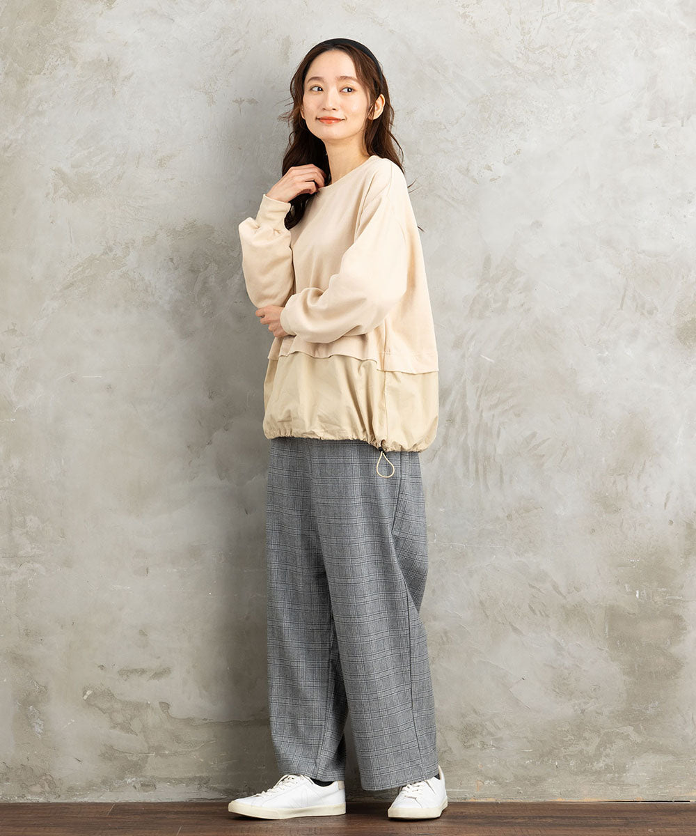 FONTLAB Wフェイススムース×布帛ドロストスウェット