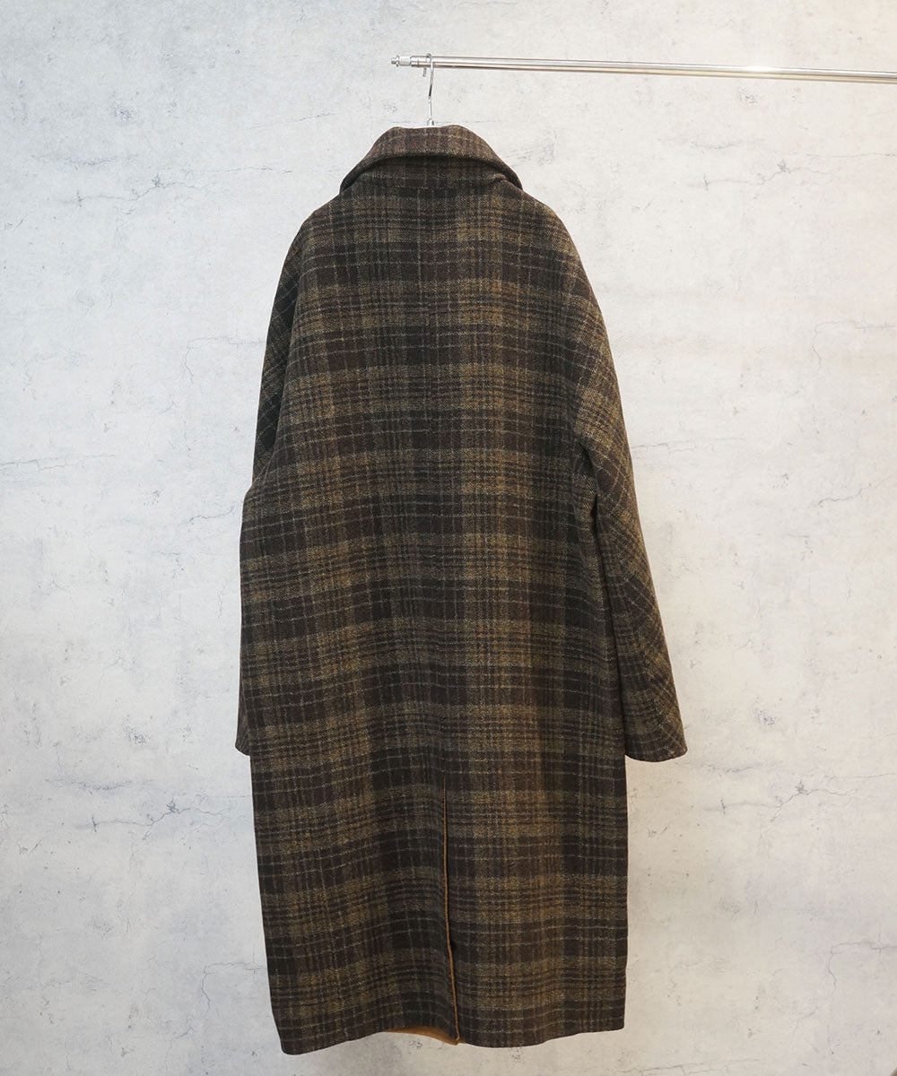 SEE U SOON ウールチェックステンカラーコート