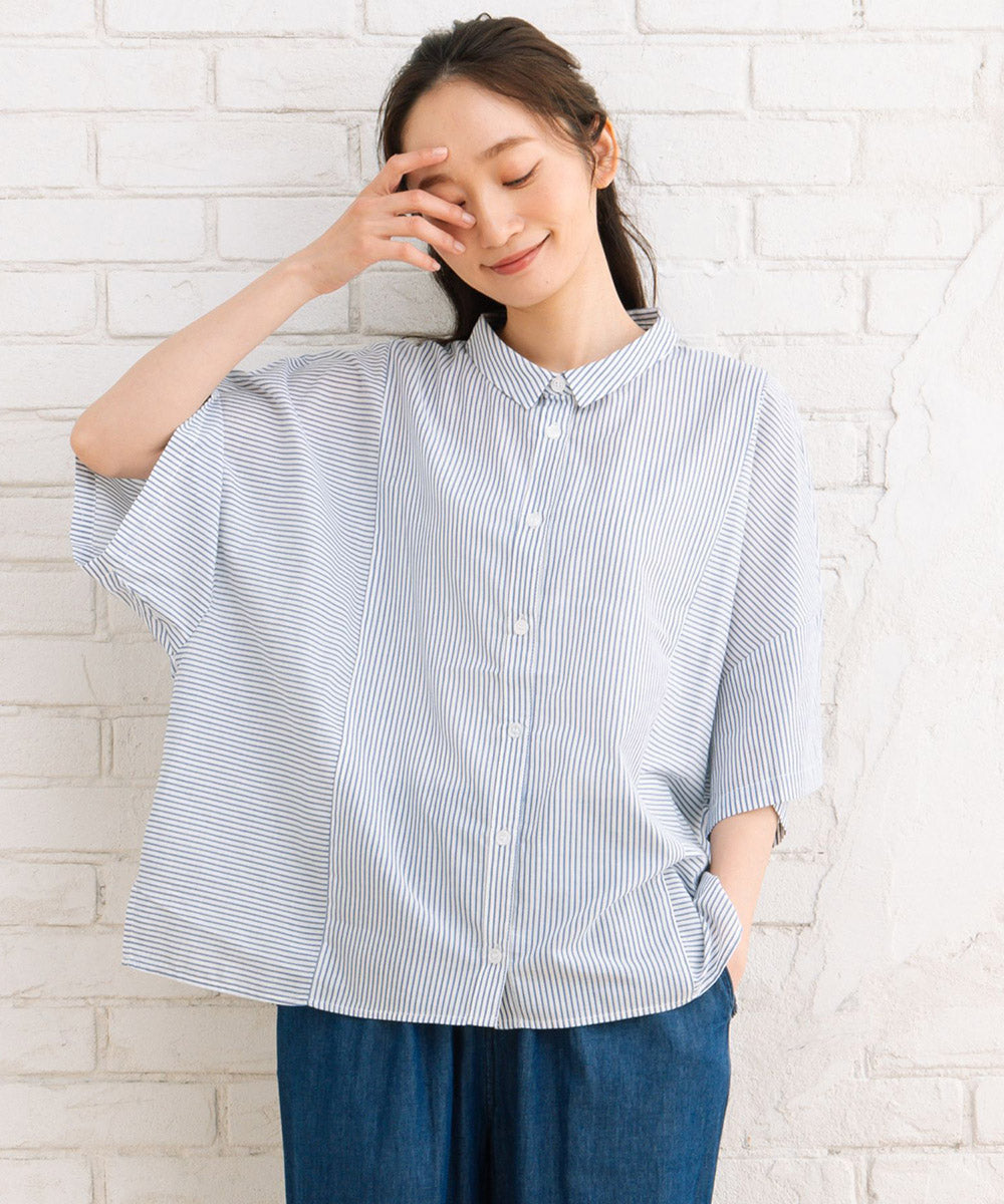 【sabstreet bis】ピンストライプボクシーシャツ