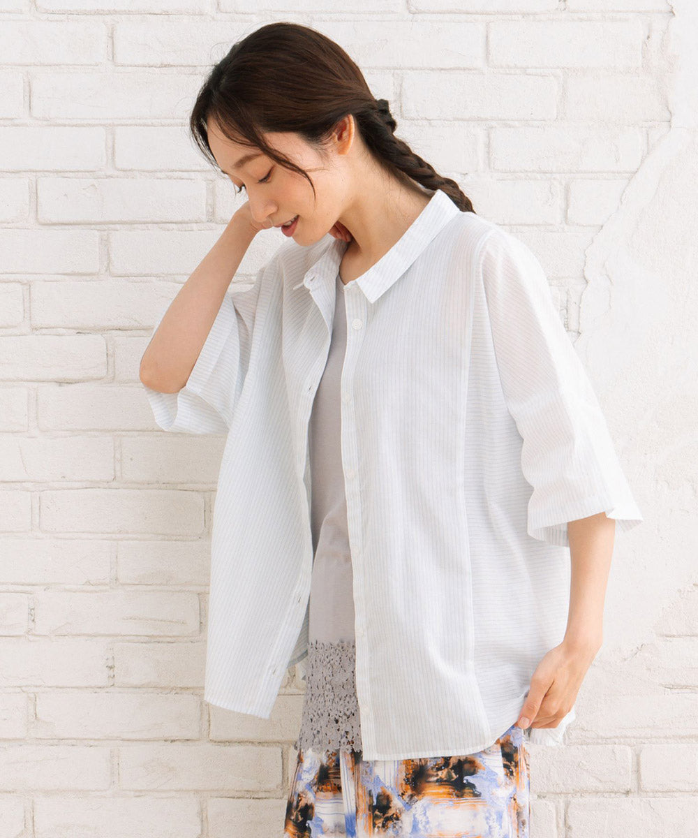 大きいサイズ レディース シャツ ピンストライプ ボックスシルエット|大きいサイズ レディース ブランド 通販 安い WEB限定 カジュアル コーデ ファッション