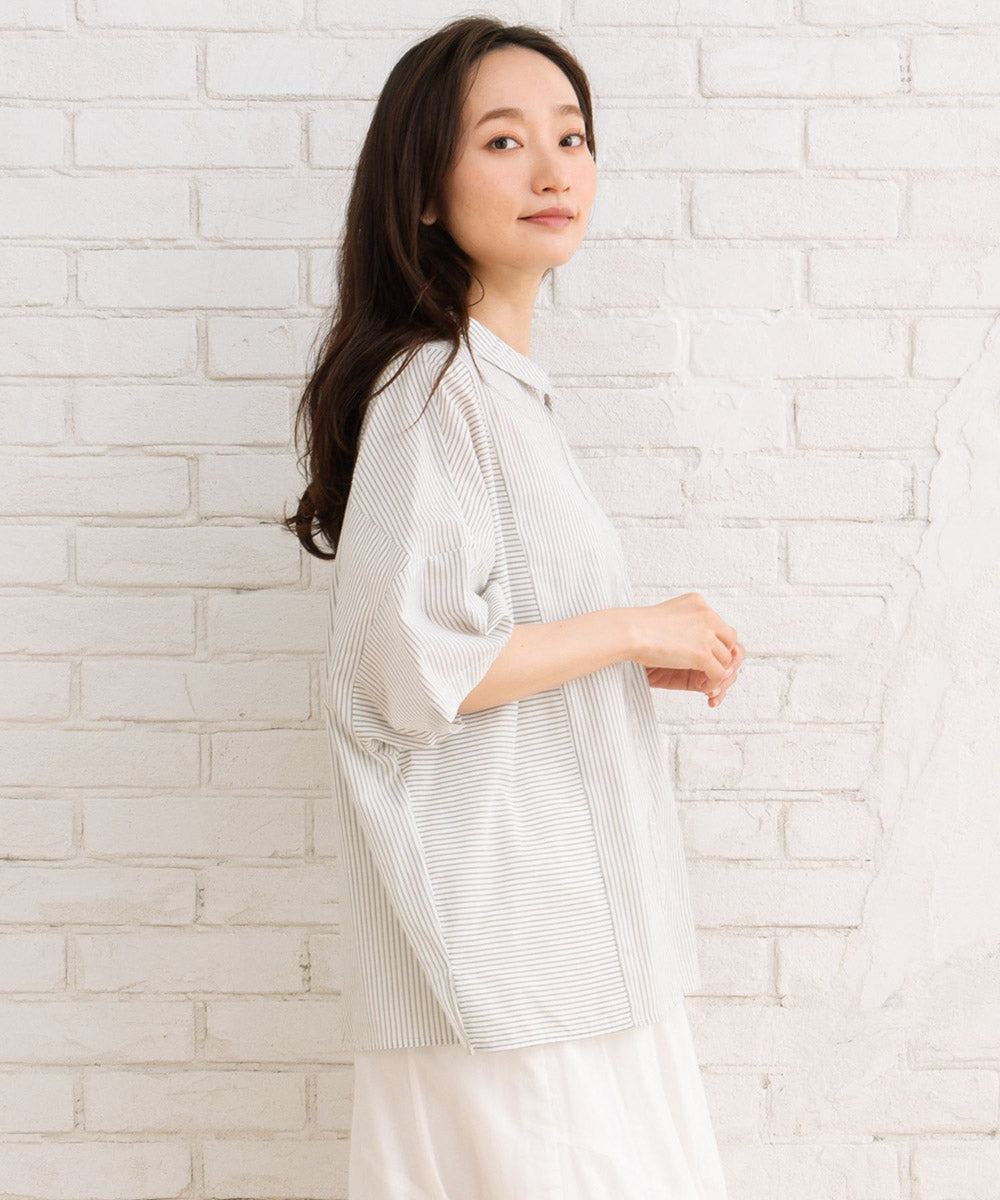 【sabstreet bis】ピンストライプボクシーシャツ