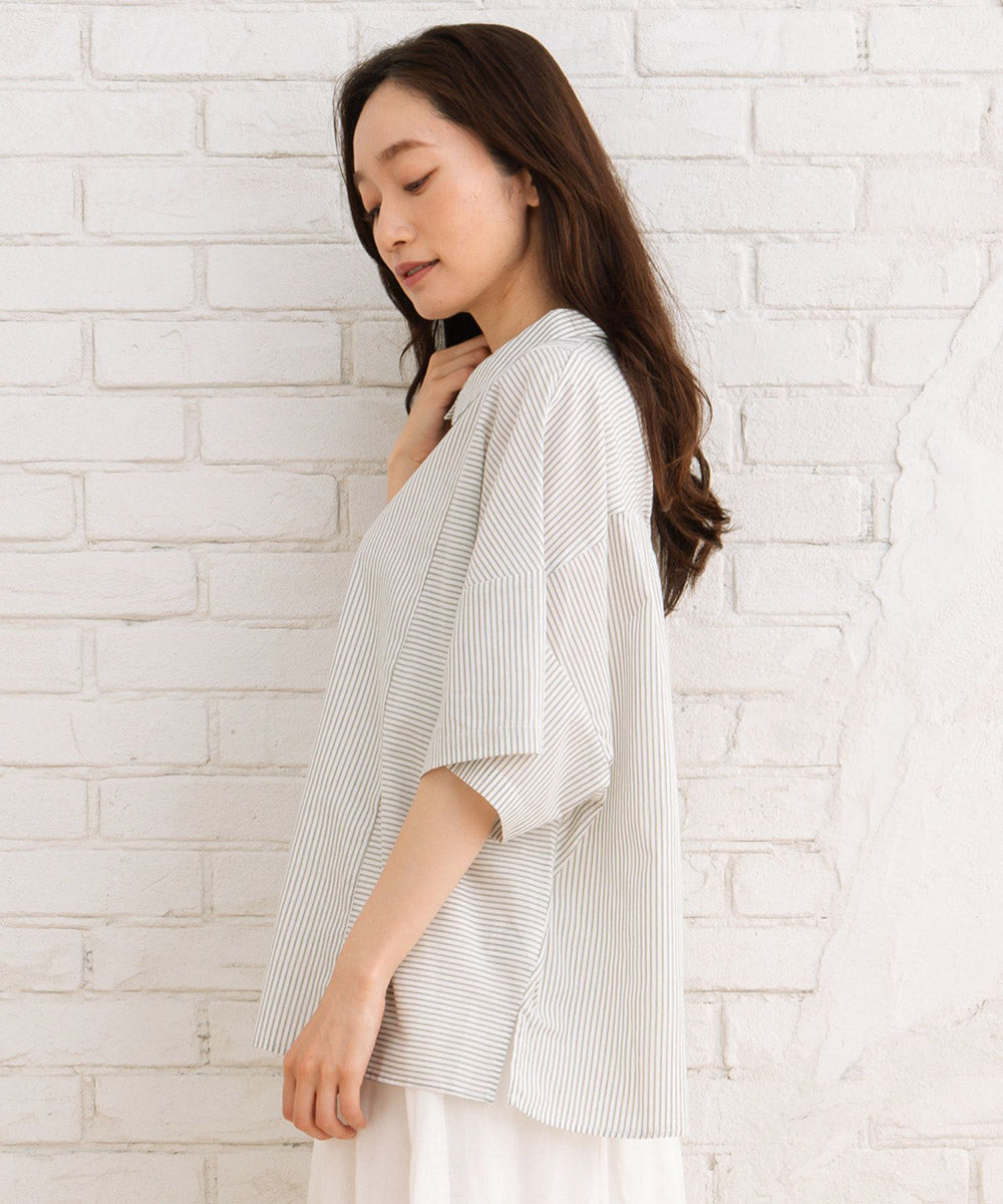 【sabstreet bis】ピンストライプボクシーシャツ