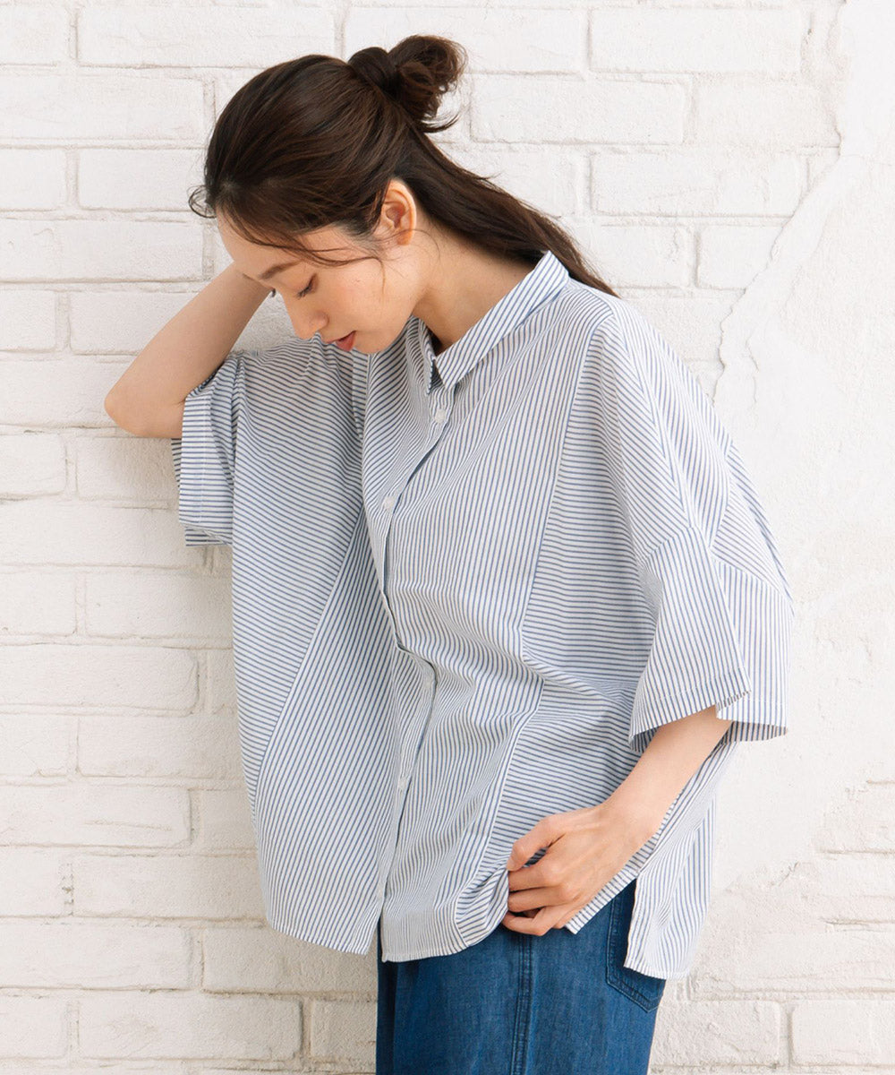 【sabstreet bis】ピンストライプボクシーシャツ