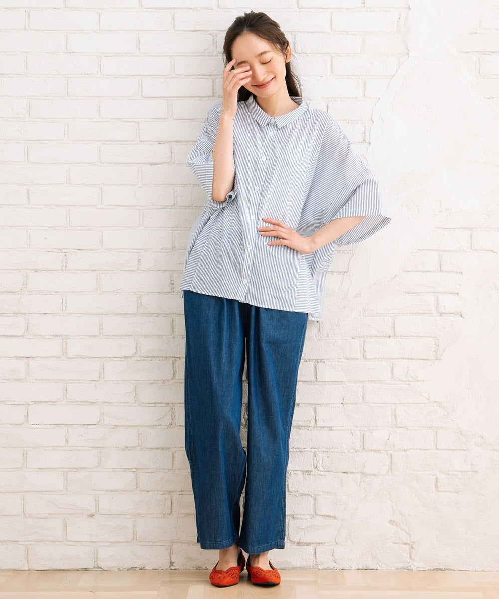 【sabstreet bis】ピンストライプボクシーシャツ