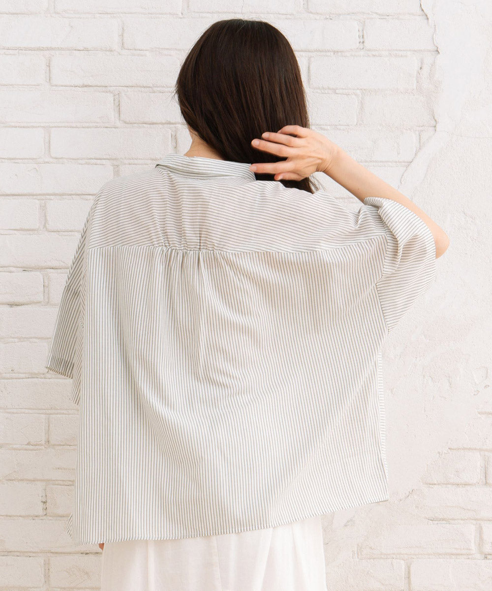 【sabstreet bis】ピンストライプボクシーシャツ