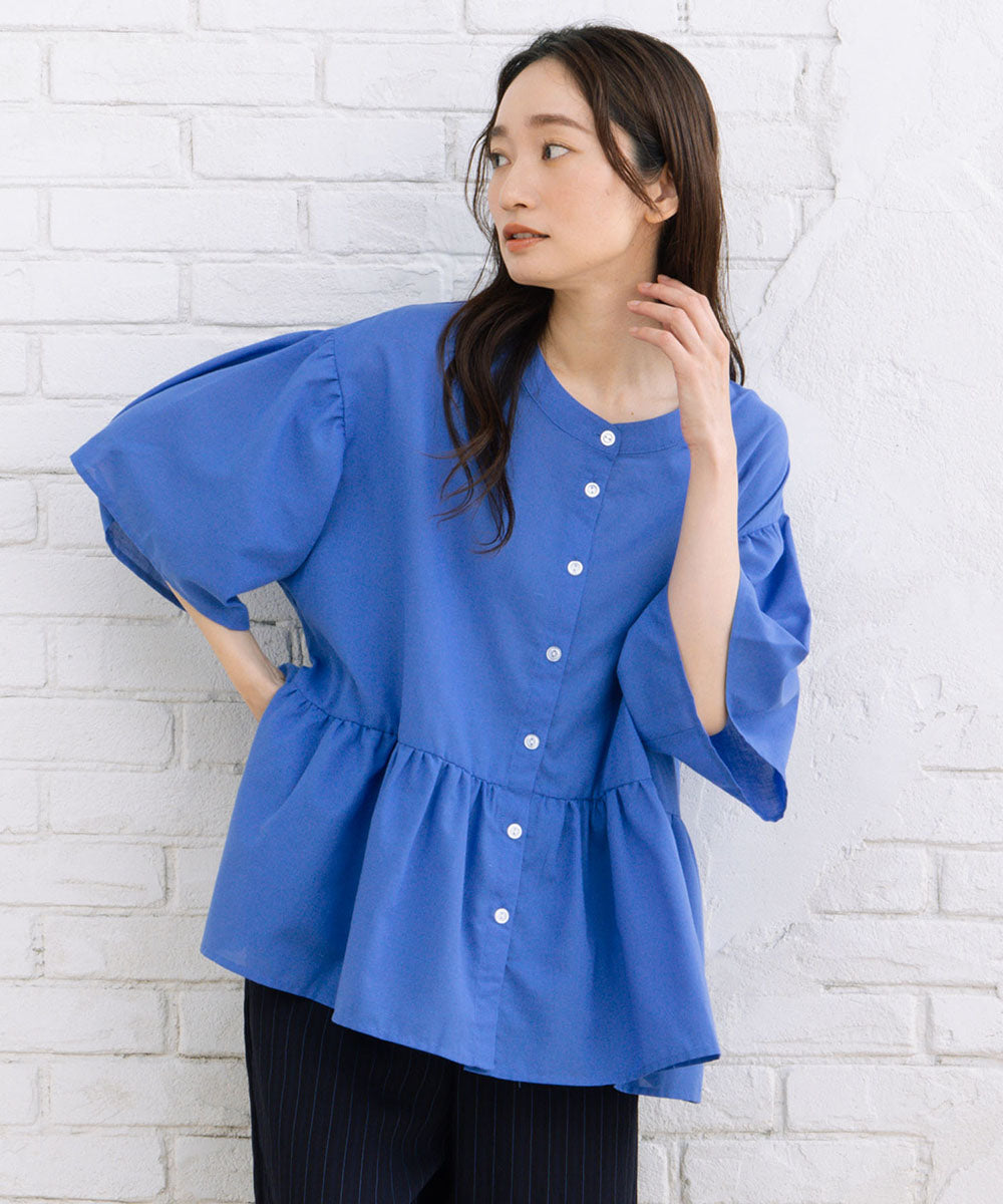 大きいサイズ レディース フレアブラウス 接触冷感 着やせ|大きいサイズ レディース ブランド 通販 安い WEB限定 カジュアル コーデ ファッション