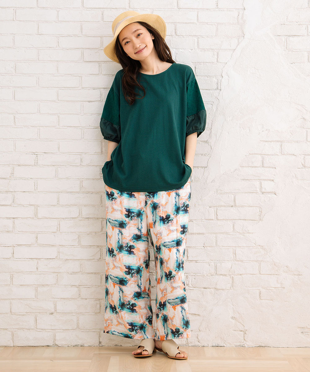 【sabstreet bis】総柄プリントイージーパンツ