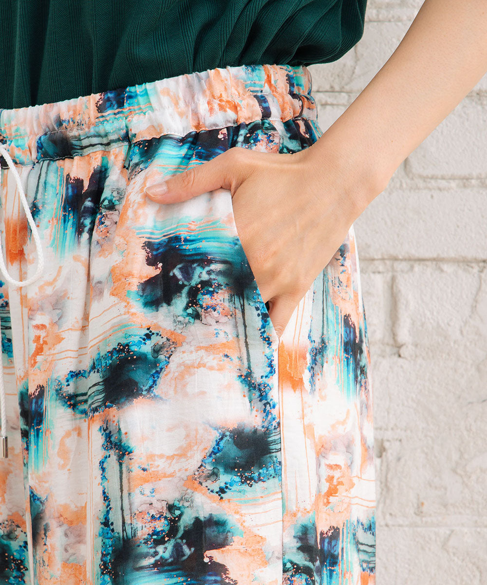 【sabstreet bis】総柄プリントイージーパンツ