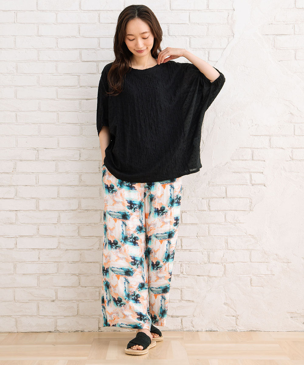 【sabstreet bis】総柄プリントイージーパンツ